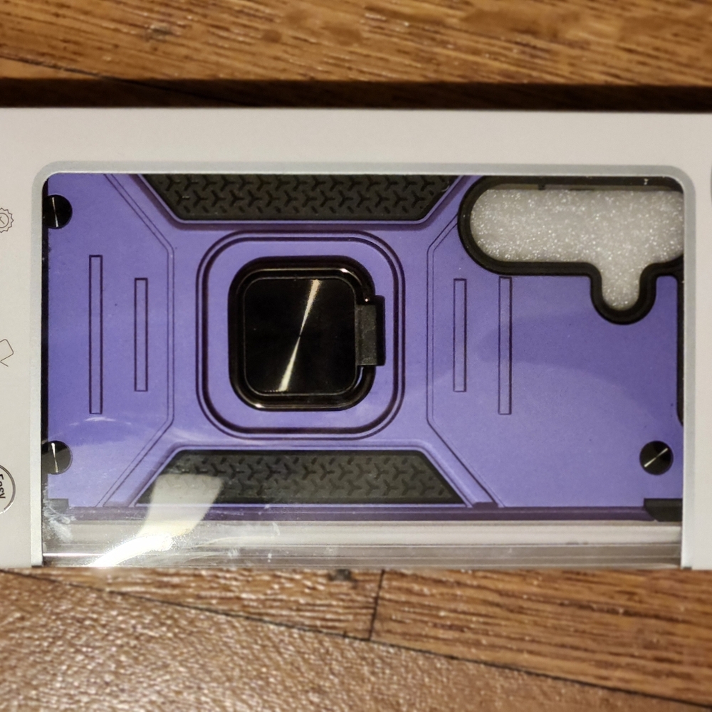 Purple and Black S25 Fe Phone Case, Tempered Glass with Kickstand